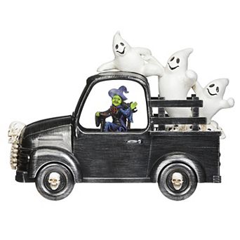 Roman Lighted Swirl Witch Truck with Ghosts Table Decor
