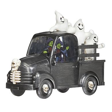 Roman Lighted Swirl Witch Truck with Ghosts Table Decor