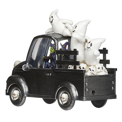 Roman Lighted Swirl Witch Truck with Ghosts Table Decor