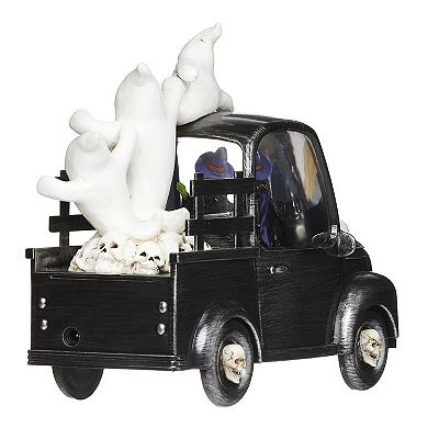 Roman Lighted Swirl Witch Truck with Ghosts Table Decor