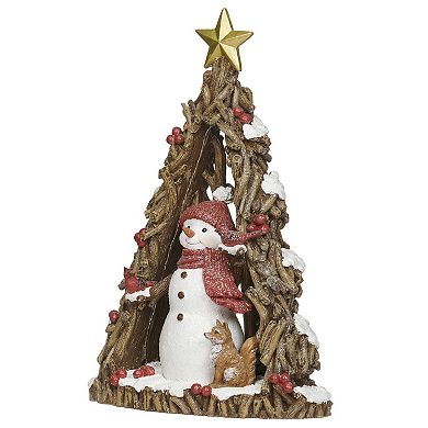 Roman 11" Lighted Snowman with Fox Cutout Table Decor