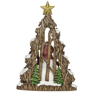 Roman 11" Lighted Snowman with Fox Cutout Table Decor