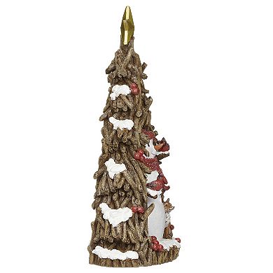 Roman 11" Lighted Snowman with Fox Cutout Table Decor