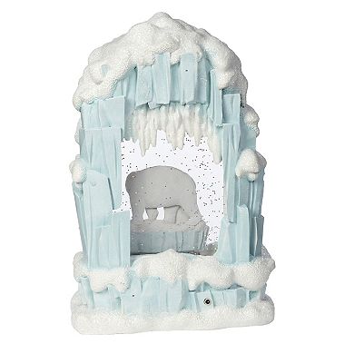 Roman 10-Inch Lighted Swirl Igloo with Polar Bears Decor