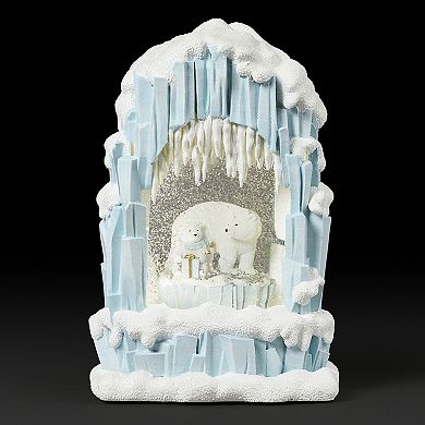 Roman 10-Inch Lighted Swirl Igloo with Polar Bears Decor