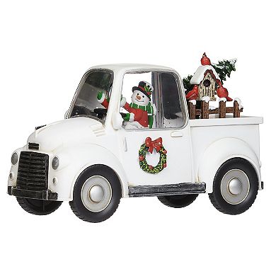 Roman Lighted Swirl Truck with Snowman Table Decor