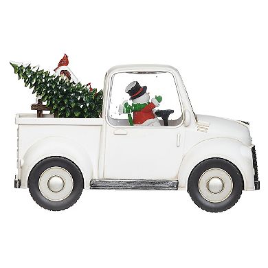 Roman Lighted Swirl Truck with Snowman Table Decor