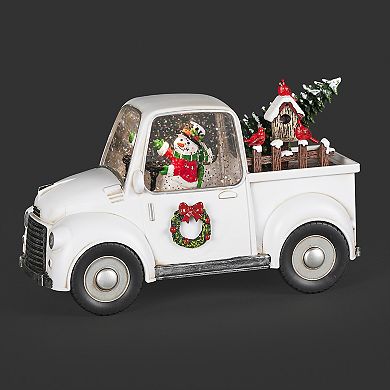 Roman Lighted Swirl Truck with Snowman Table Decor