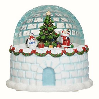 Roman 6.5" Lighted Musical Igloo with Rotating Characters Table Decor