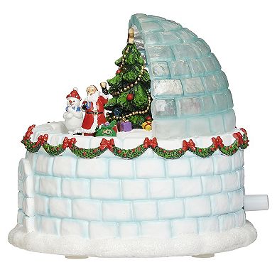 Roman 6.5" Lighted Musical Igloo with Rotating Characters Table Decor