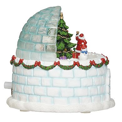 Roman 6.5" Lighted Musical Igloo with Rotating Characters Table Decor