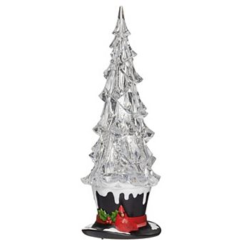 Roman 13" Lighted Swirl Top Hat Tree Table Decor with Cardinal