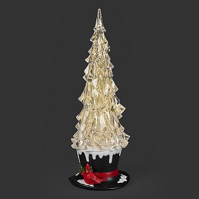 Roman 13" Lighted Swirl Top Hat Tree Table Decor with Cardinal