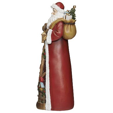 Roman 13.5" Lighted Swirl Santa with Cardinals Table Decor