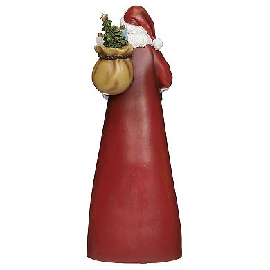 Roman 13.5" Lighted Swirl Santa with Cardinals Table Decor