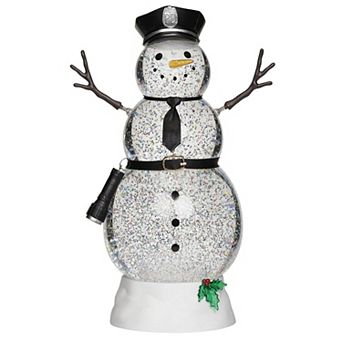 Roman Lighted Swirl Snowman Police Table Decor 11"