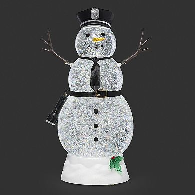 Roman Lighted Swirl Snowman Police Table Decor 11"