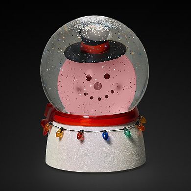 Roman Lighted Swirl Snowman Bobble Head Table Decor 7″