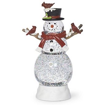 Roman Lighted Swirl Snowman with Cardinals Table Decor 12″