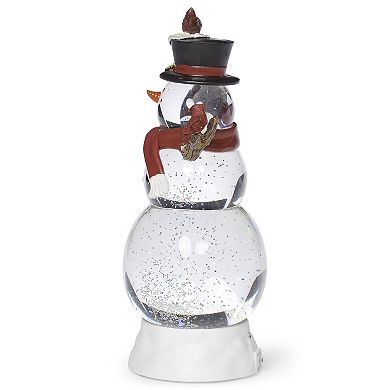 Roman Lighted Swirl Snowman with Cardinals Table Decor 12″