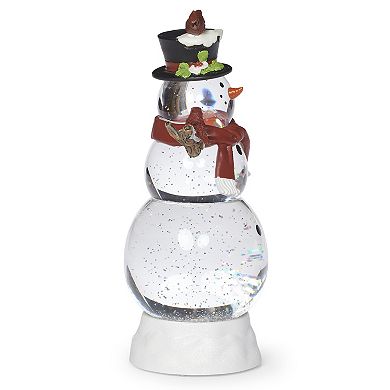 Roman Lighted Swirl Snowman with Cardinals Table Decor 12″