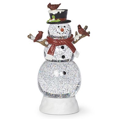 Roman Lighted Swirl Snowman with Cardinals Table Decor 12″