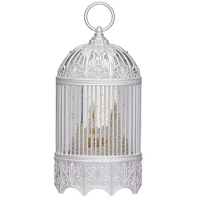 Roman 11.5" Lighted Swirl Bird Cage with Church Table Decor