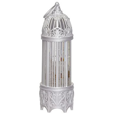 Roman 11.5" Lighted Swirl Bird Cage with Church Table Decor