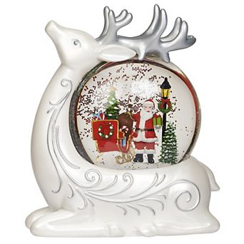 Roman 8" Lighted Swirl Deer with Santa Table Decor
