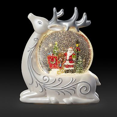 Roman 8" Lighted Swirl Deer with Santa Table Decor