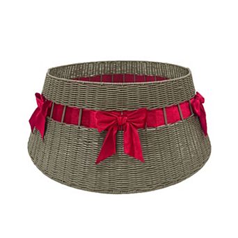 St. Nicholas Square® Rattan Bow Christmas Tree Collar