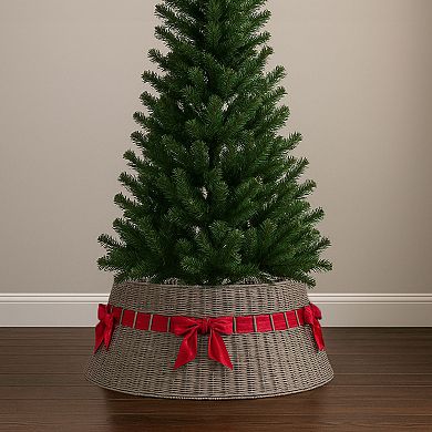 St. Nicholas Square Rattan Bow Christmas Tree Collar