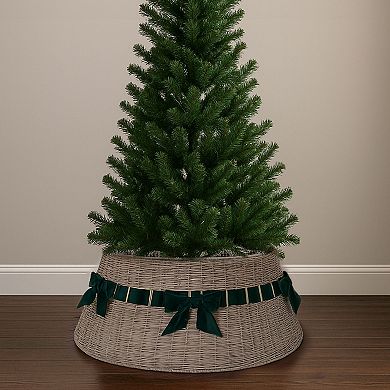 St. Nicholas Square Rattan Bow Christmas Tree Collar