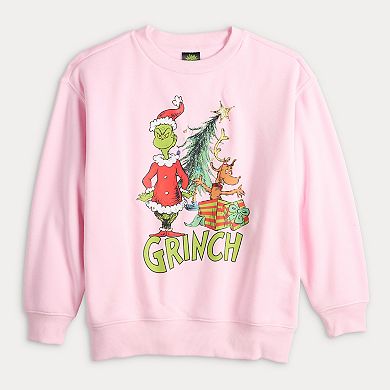 Girls 7-16 Grinch Light Up Long Sleeve Fleece Pullover