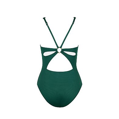 Women's Cupshe Keyhole Cutout O-Ring Textured One-Piece Swimsuit