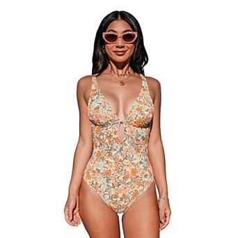 Women's Cupshe Keyhole Cutout O-Ring Textured One-Piece Swimsuit
