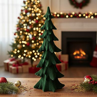 Green Flocked Tree Table Decor