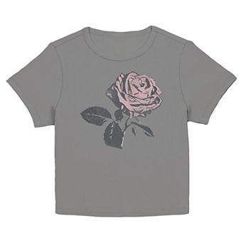 Juniors' Rose Graphic Baby Tee
