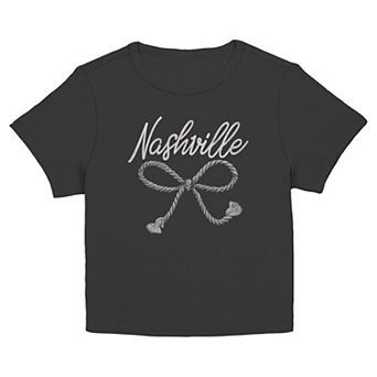 Juniors' Nashville Rope Bow Graphic Baby Tee