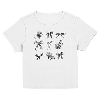 Juniors' Roses and Bows Chart Graphic Baby Tee