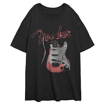 Juniors' Fender Neon Guitar Vintage Oversized Graphic Tee