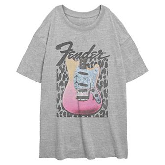 Juniors' Fender Glam Guitar Oversized Graphic Tee