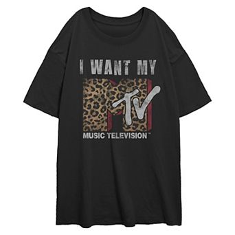 Juniors' MTV I Want My Music Television Oversized Graphic Tee