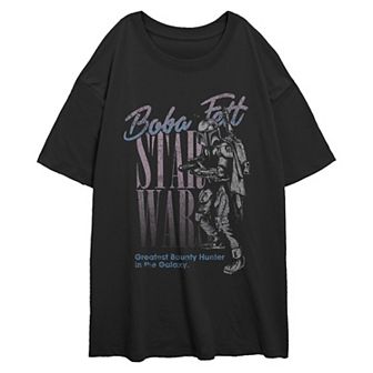 Juniors' Star Wars Boba Fett Greatest Bounty Hunter In The Galaxy Faded Oversized Graphic Tee