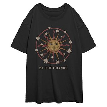 Juniors' Be The Change Oversized Graphic Tee