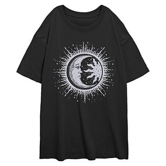 Juniors' Moon and Sun Oversized Graphic Tee