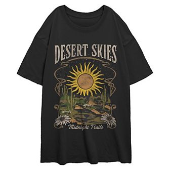Juniors' Desert Skies Midnight Trails Oversized Graphic Tee