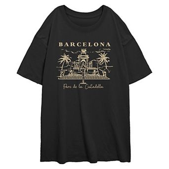 Juniors' Barcelona Parc De La Ciutadella Oversized Graphic Tee