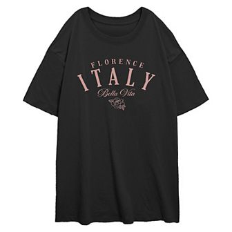 Juniors' Florence Italy Bella Vita Oversized Graphic Tee