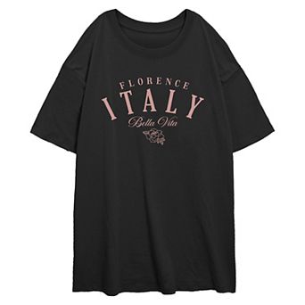Juniors' Florence Italy Bella Vita Oversized Graphic Tee